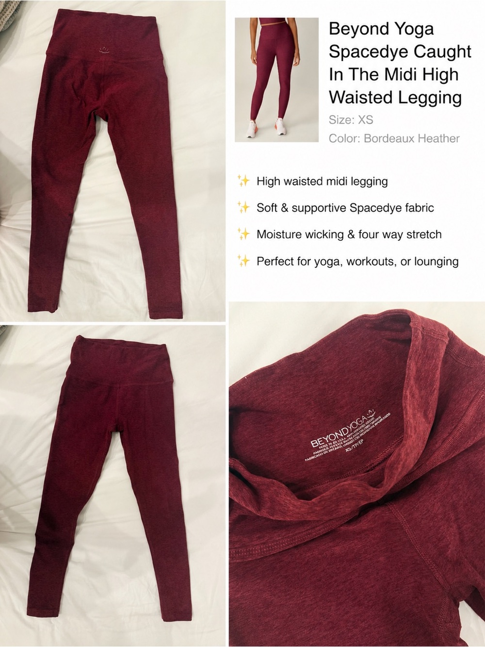 Beyond Yoga Spacedye Caught in the Midi High-Waisted Leggings - Bordeaux Heather